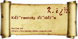 Körmendy Ádám névjegykártya