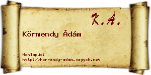Körmendy Ádám névjegykártya