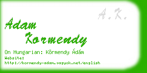 adam kormendy business card